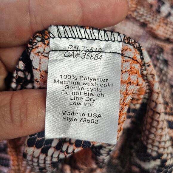 Uncle Frank Women's Satin Snake Print Mini Dress Sz M V-Neck Ruffle Bell Sleeves - Picture 8 of 9